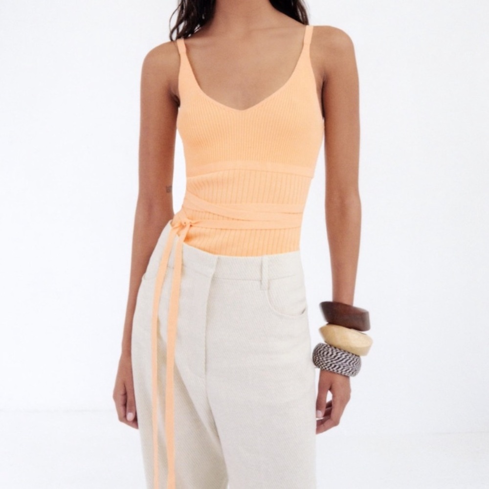 Zara orange Strappy knit top S orange